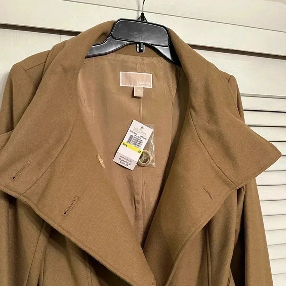 NWT $299 Michael Kors Designer Women’s Dark Camel Trench Coat Jacket Medium - Picture 14 of 15